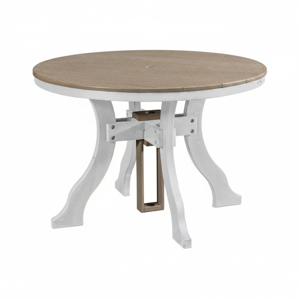 Five Piece round Dining Height Dining Set in Weatherwood/White