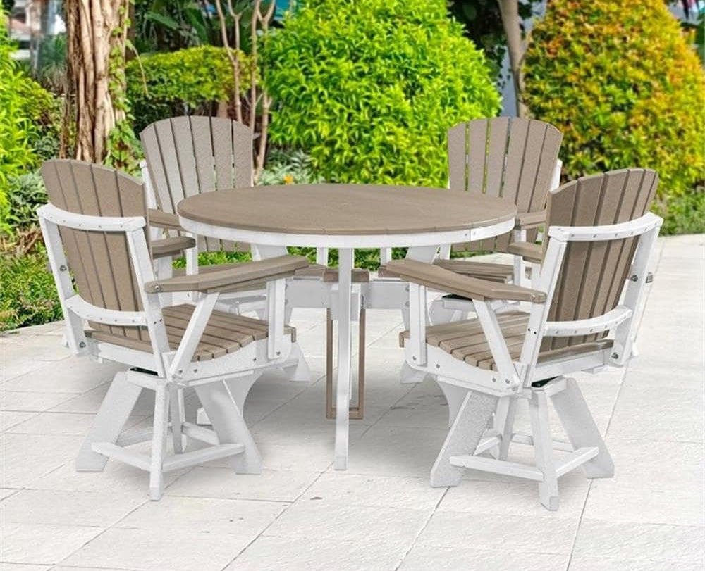 Five Piece round Dining Height Dining Set in Weatherwood/White
