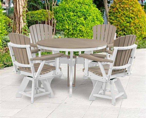 Five Piece round Dining Height Dining Set in Weatherwood/White