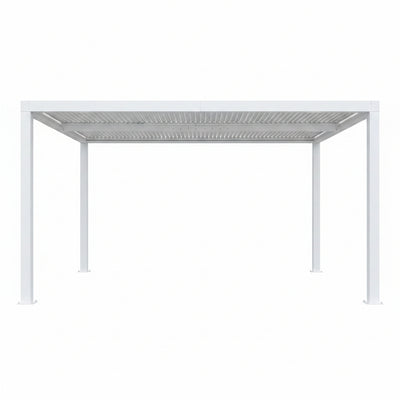 Louvered Pergola 12' X 14' White Adjustable Hardtop for Patio | Independent Shade Control, Enhanced Wind Stability, Integrated Drainage for Rainwater, 0-90° Shade Control