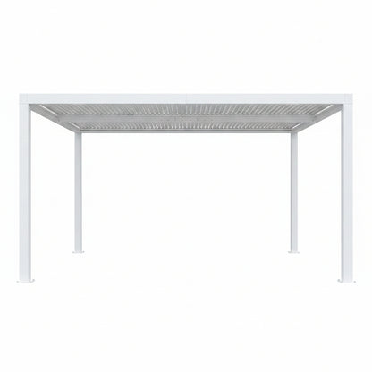 Louvered Pergola 12' X 14' White Adjustable Hardtop for Patio | Independent Shade Control, Enhanced Wind Stability, Integrated Drainage for Rainwater, 0-90° Shade Control