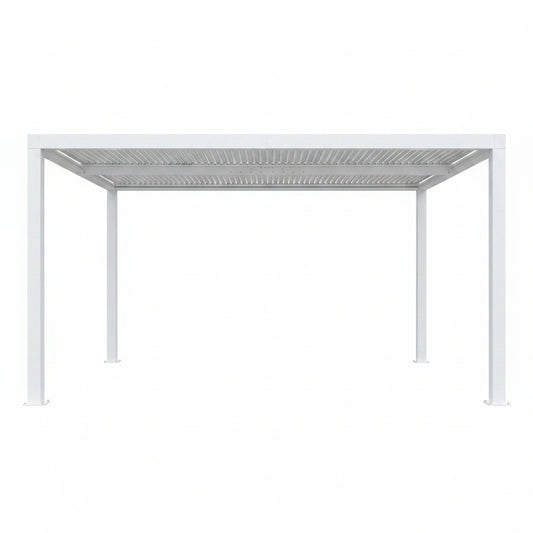 Louvered Pergola 12' X 14' White Adjustable Hardtop for Patio | Independent Shade Control, Enhanced Wind Stability, Integrated Drainage for Rainwater, 0-90° Shade Control