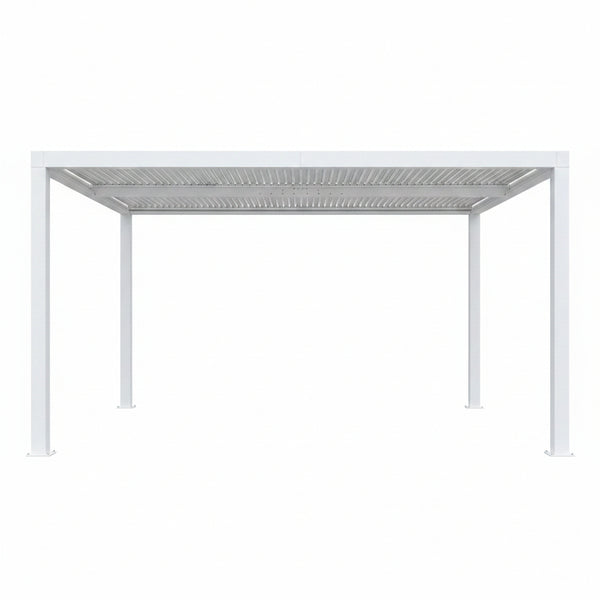 Louvered Pergola 12' X 14' White Adjustable Hardtop for Patio | Independent Shade Control, Enhanced Wind Stability, Integrated Drainage for Rainwater, 0-90° Shade Control