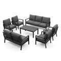 Aluminum Patio Furniture Set Built for All-Weather Use, 7 Piece Metal Frame, Waterproof Covers, Anti-Slip Design