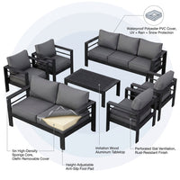 Aluminum Patio Furniture Set, 7 Piece Metal Outdoor Set, Patio Furniture Set with Waterproof Covers for Backyard Garden（Grey） — How It Works