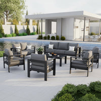 Aluminum Patio Furniture Set Built for All-Weather Use, 7 Piece Metal Frame, Waterproof Covers, Anti-Slip Design