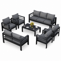 Aluminum Patio Furniture Set Built for All-Weather Use, 7 Piece Metal Frame, Waterproof Covers, Anti-Slip Design