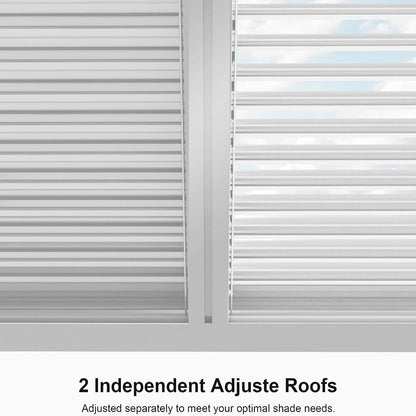 Louvered Pergola 12' X 14' White Adjustable Hardtop for Patio | Independent Shade Control, Enhanced Wind Stability, Integrated Drainage for Rainwater, 0-90° Shade Control